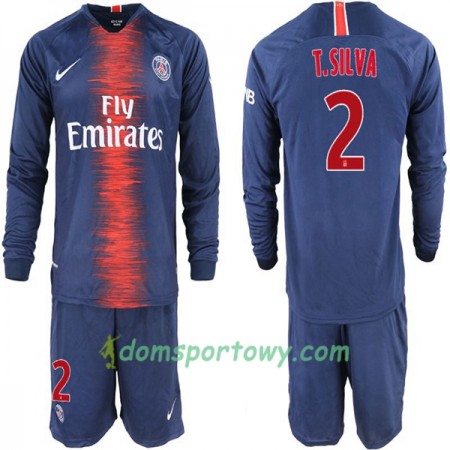 Koszulka Paris Saint-Germain T. Silva 2 Dziecięcy Domowe Koszulki Piłkarskie 2018-2019 Długi Rękaw